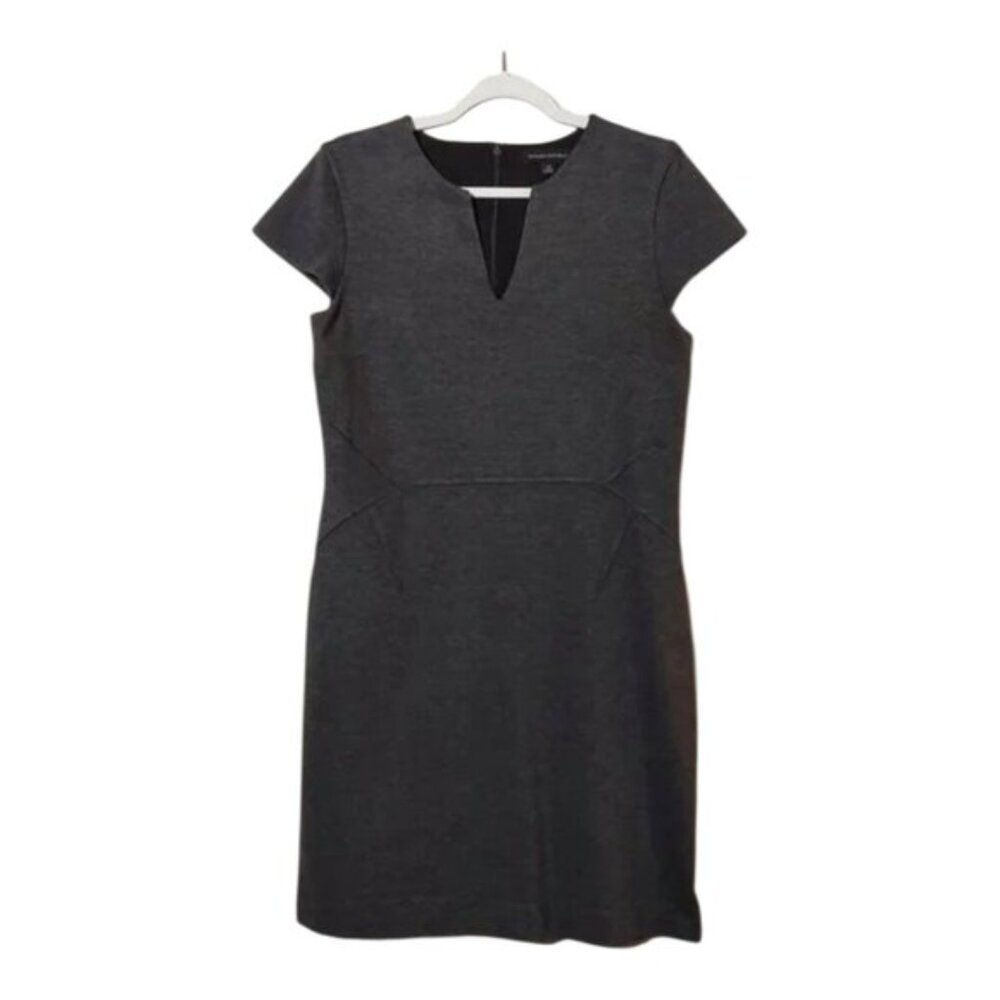 Banana Republic Charcoal Gray Cap-Sleeve Sheath Dress